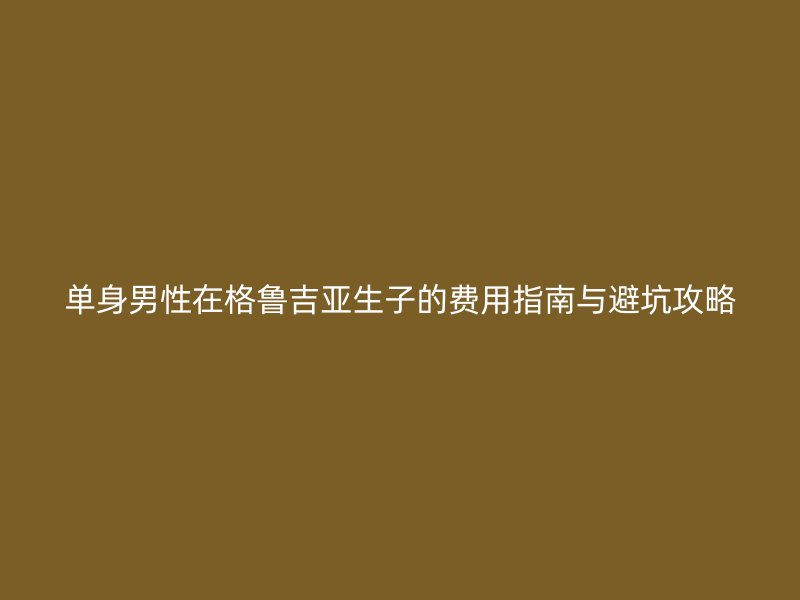单身男性在格鲁吉亚生子的费用指南与避坑攻略