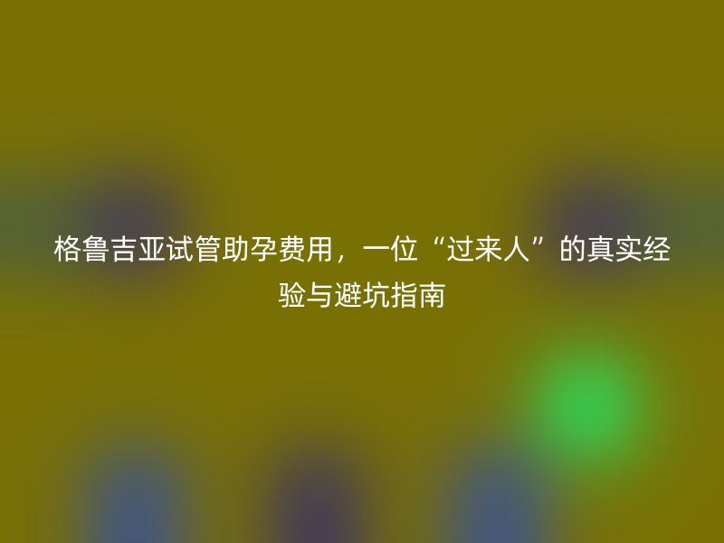 格鲁吉亚试管助孕费用，一位“过来人”的真实经验与避坑指南