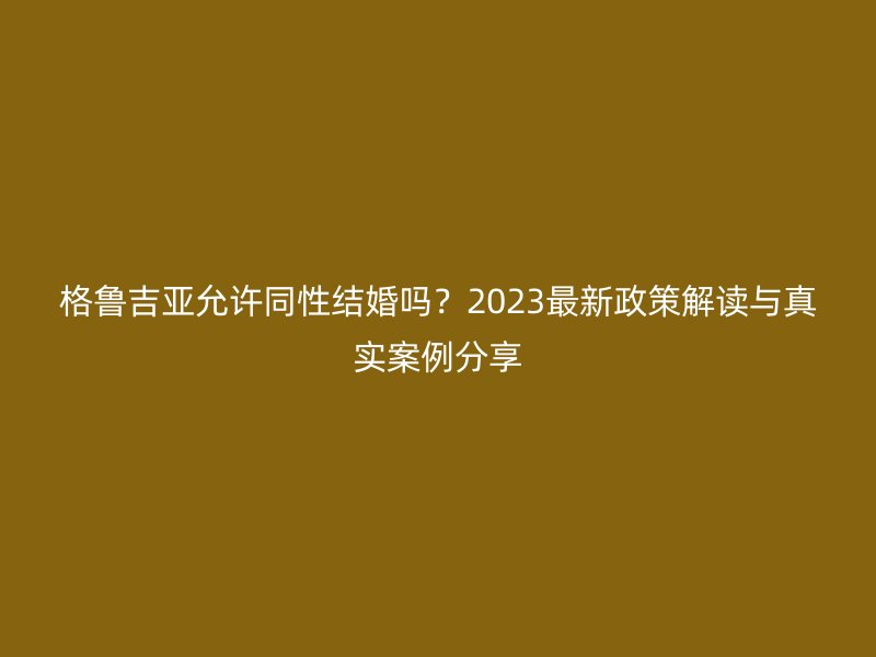 格鲁吉亚允许同性结婚吗？2023最新政策解读与真实案例分享