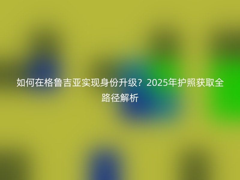 如何在格鲁吉亚实现身份升级？2025年护照获取全路径解析