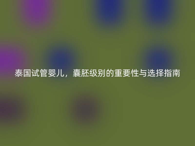 泰国试管婴儿，囊胚级别的重要性与选择指南
