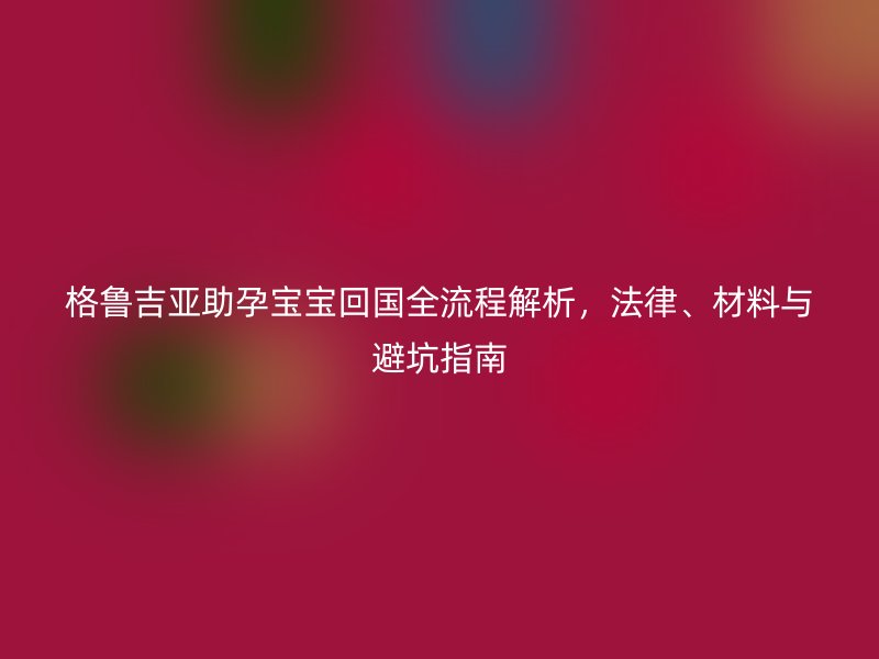 格鲁吉亚助孕宝宝回国全流程解析，法律、材料与避坑指南