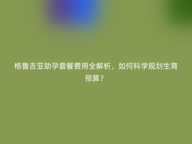 格鲁吉亚助孕套餐费用全解析，如何科学规划生育预算？