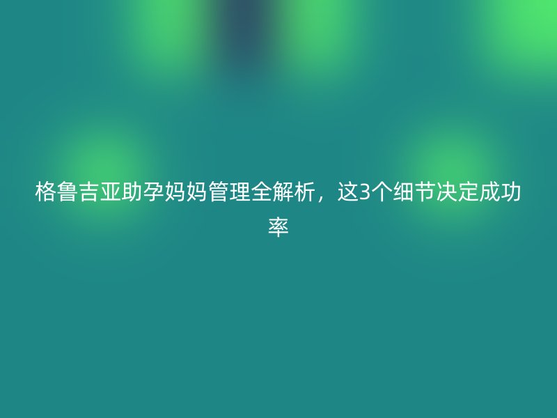 格鲁吉亚助孕妈妈管理全解析，这3个细节决定成功率