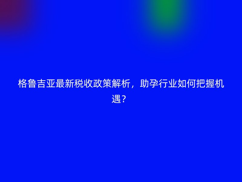 格鲁吉亚最新税收政策解析，助孕行业如何把握机遇？