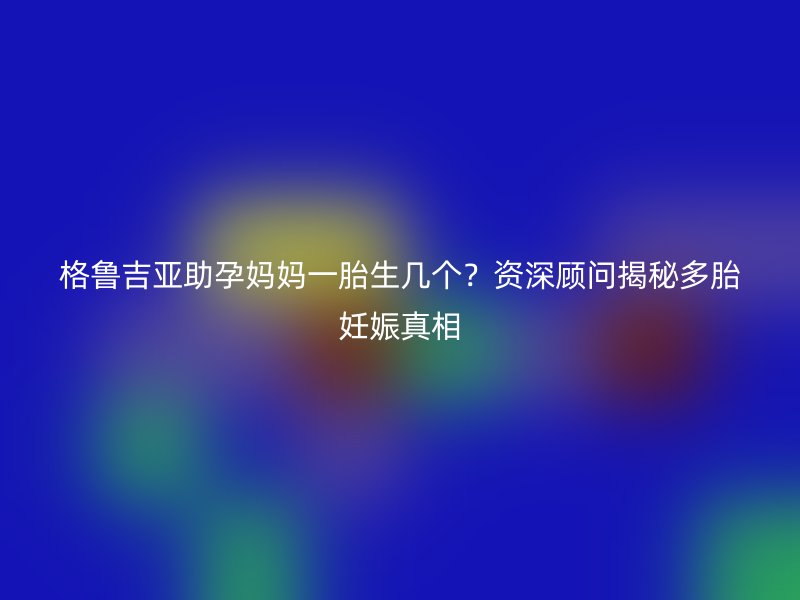 格鲁吉亚助孕妈妈一胎生几个?资深顾问揭秘多胎妊娠真相