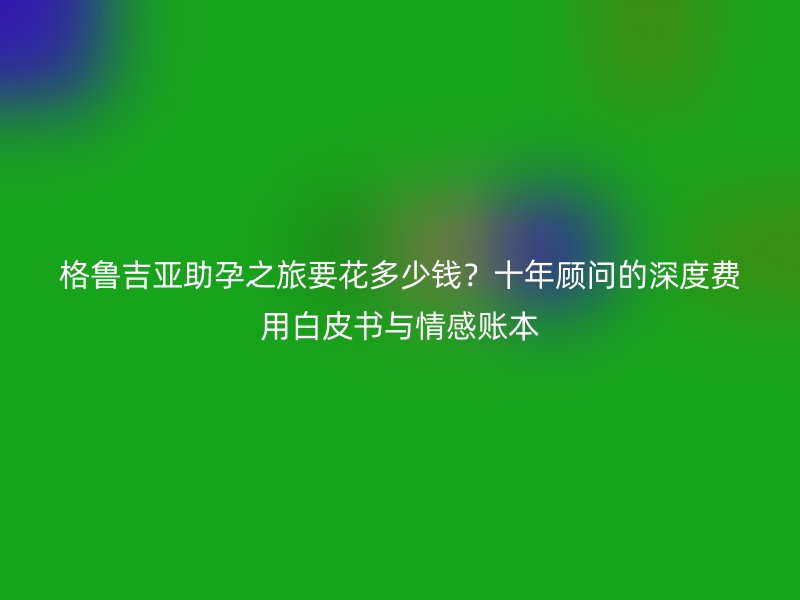 格鲁吉亚助孕之旅要花多少钱？十年顾问的深度费用白皮书与情感账本
